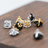 10pcs CZ Paved Flower Charms 8mm, Gold/Silver Tone Pendants