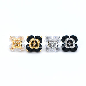 10pcs CZ Paved Flower Charms 8mm, Gold/Silver Tone Pendants