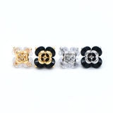 10pcs CZ Paved Flower Charms 8mm, Gold/Silver Tone Pendants