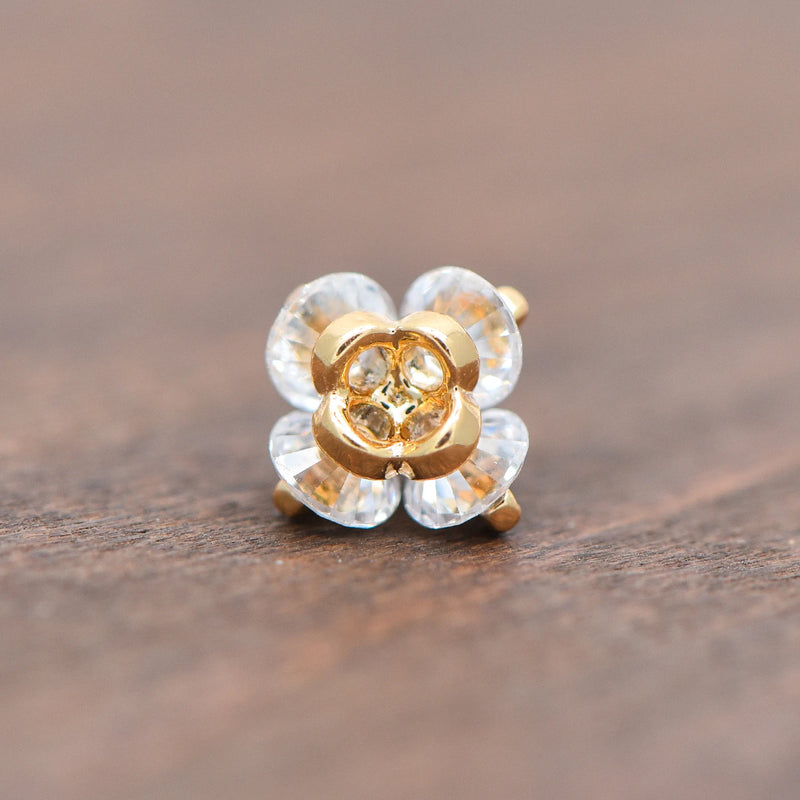 10pcs CZ Paved Flower Charms 8mm, Gold/Silver Tone Pendants