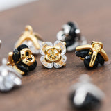 10pcs CZ Paved Flower Charms 8mm, Gold/Silver Tone Pendants