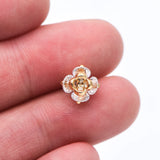 10pcs CZ Paved Flower Charms 8mm, Gold/Silver Tone Pendants