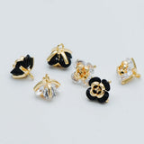 10pcs CZ Paved Flower Charms 8mm, Gold/Silver Tone Pendants
