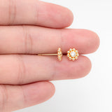 10pcs CZ Flower Ear Posts 7mm, Plated Brass Stud Earrings