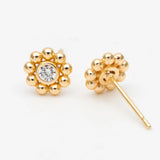 10pcs CZ Flower Ear Posts 7mm, Plated Brass Stud Earrings