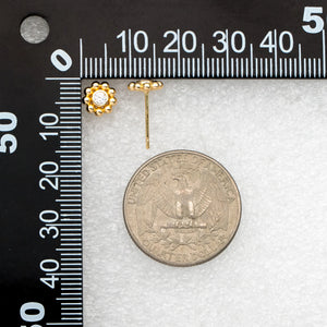 10pcs CZ Flower Ear Posts 7mm, Plated Brass Stud Earrings