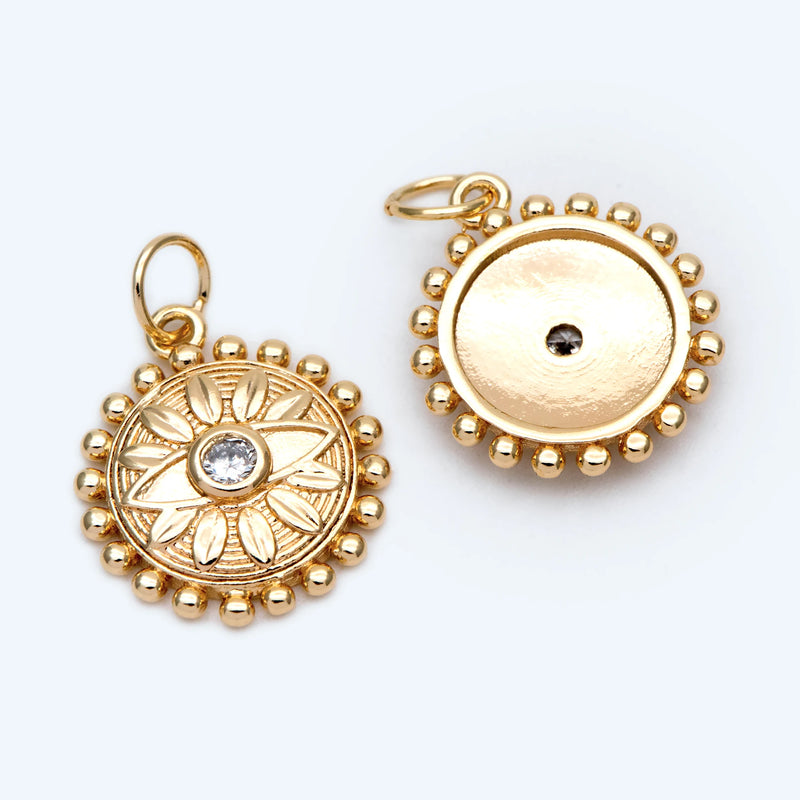 10pcs CZ Paved Flower Evil Eye Charms 17x15mm