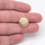 10pcs CZ Paved Flower Evil Eye Charms 17x15mm