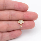 10pcs CZ Paved Ginkgo Leaf Ear Post Earrings