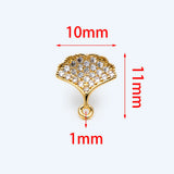 10pcs CZ Paved Ginkgo Leaf Ear Post Earrings