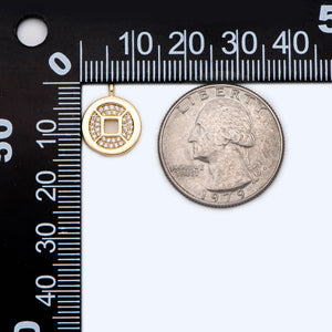10pcs CZ Paved Chinese Coin Charm 12mm Round Coin Disk Pendants