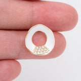 CZ Paved Circle Ear Posts, Enamel Geometric Stud Earrings with Loops
