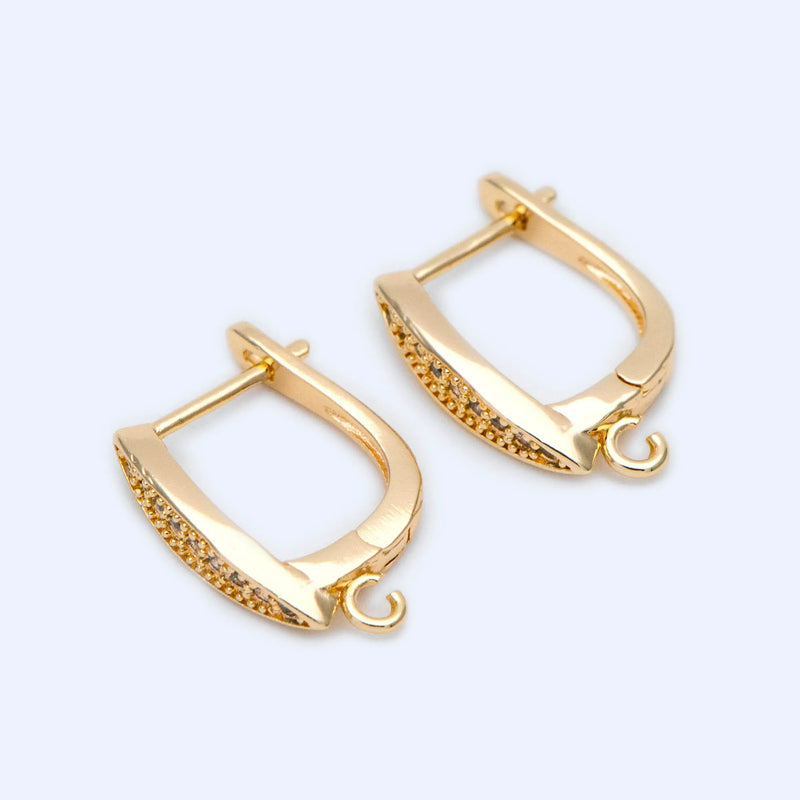 10pcs CZ Paved Lever Back Earring Wires with Open Jump Ring
