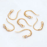 10pcs CZ Paved Earring Hooks, 18K Plated Brass Earwires