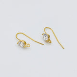 10pcs CZ Paved Earring Hooks 18K Plated Brass Earwires