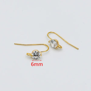 10pcs CZ Paved Earring Hooks 18K Plated Brass Earwires