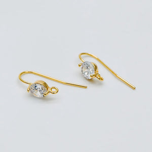 10pcs CZ Paved Earring Hooks 18K Plated Brass Earwires