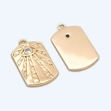 10pcs Evil Eye Charms, 18K Plated Brass, Square Pendants