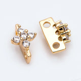 10pcs CZ Paved Flower Beads, 2 Hole Bracelet Spacer Beads