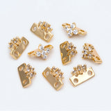 10pcs CZ Paved Flower Beads, 2 Hole Bracelet Spacer Beads