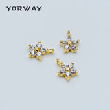 10pcs CZ Paved Flower Charm Pendants 6.5mm, Tarnish Resistant