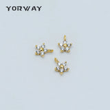 10pcs CZ Paved Flower Charm Pendants 6.5mm, Tarnish Resistant