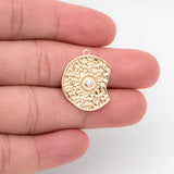 10pcs CZ Paved Gap Disc Charm Necklace Jewelry Making Supplies