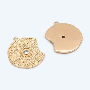 10pcs CZ Paved Gap Disc Charm Necklace Jewelry Making Supplies