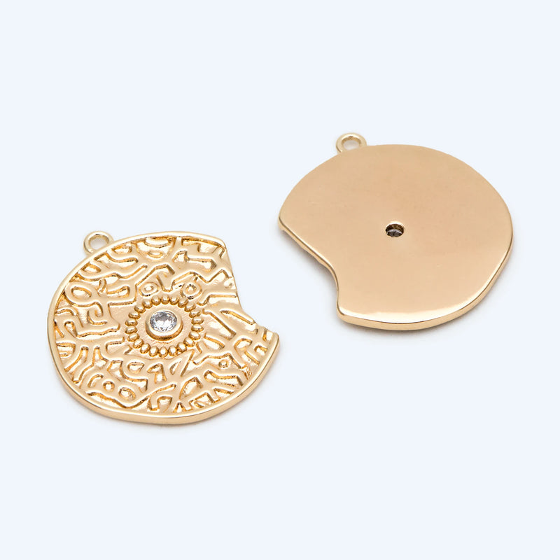 10pcs CZ Paved Gap Disc Charm Necklace Jewelry Making Supplies