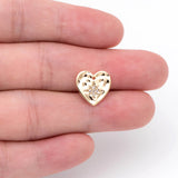 10pcs CZ Paved Hammered Heart Charm Pendant For Jewelry Making