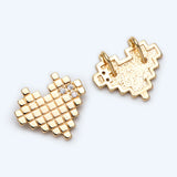 10pcs CZ Paved Heart Charms 14x16mm, Plated Brass Heart Pendants