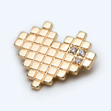 10pcs CZ Paved Heart Charms 14x16mm, Plated Brass Heart Pendants