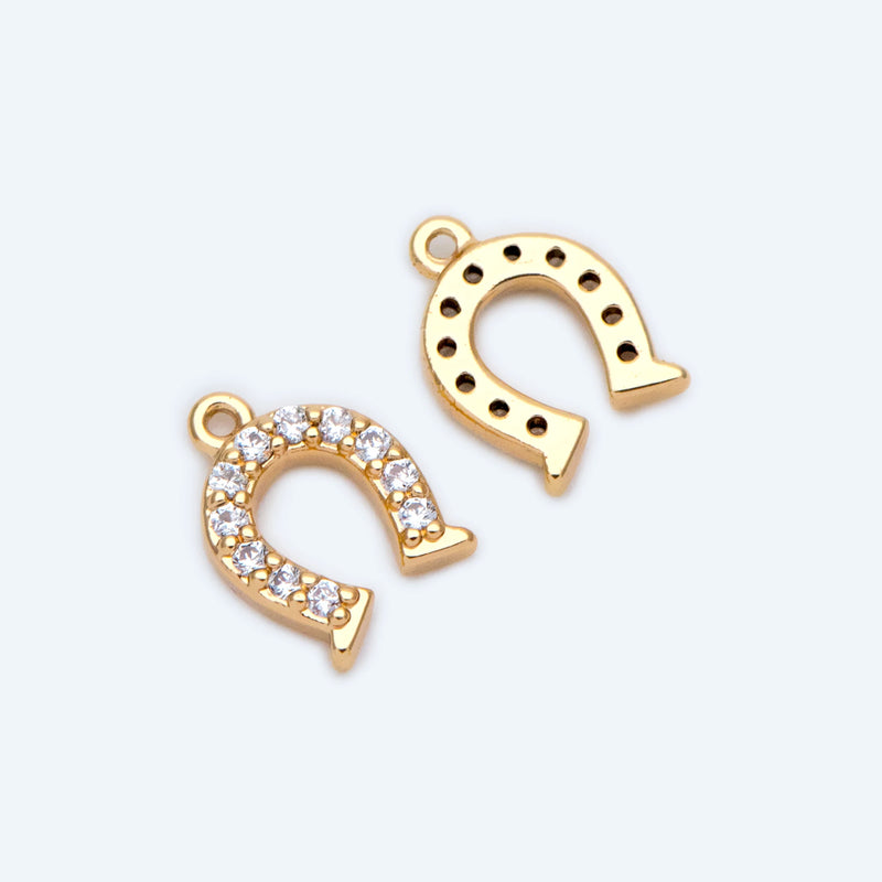10pcs CZ Paved Horseshoe Charms 9x6.5mm DIY Jewelry Findings