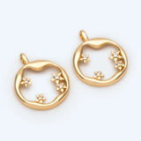 10pcs CZ Paved Star and Circle Pendants, Rhinestone Hoop Charms