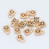10pcs CZ Paved Lock Charms Mini LOCK Pendants 5x9mm Real Brass
