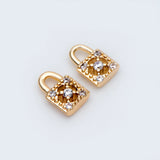10pcs CZ Paved Lock Charms Mini LOCK Pendants 5x9mm Real Brass