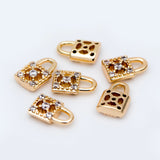 10pcs CZ Paved Lock Charms Mini LOCK Pendants 5x9mm Real Brass