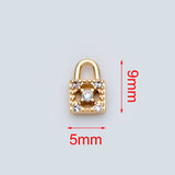 10pcs CZ Paved Lock Charms Mini LOCK Pendants 5x9mm Real Brass