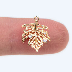 10pcs CZ Paved Maple Leaf Charms for Jewelry Making DIY