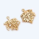 10pcs CZ Paved Maple Leaf Charms for Jewelry Making DIY