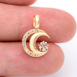 10pcs CZ Paved Moon And Star Charms 17x11mm