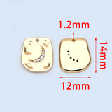 10pcs CZ Paved Moon Charms 14x12mm Brass Disc Pendants
