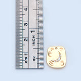 10pcs CZ Paved Moon Charms 14x12mm Brass Disc Pendants
