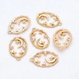 10pcs CZ Paved Oval Moon Star Charms 16.5x11mm for Jewelry Making