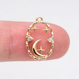 10pcs CZ Paved Oval Moon Star Charms 16.5x11mm for Jewelry Making