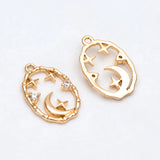 10pcs CZ Paved Oval Moon Star Charms 16.5x11mm for Jewelry Making