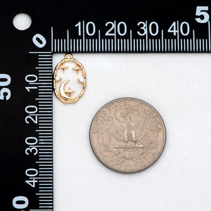 10pcs CZ Paved Oval Moon Star Charms 16.5x11mm for Jewelry Making