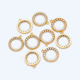 10pcs CZ Paved Ring Charm 11x13mm, 18K Plated Brass, Rhinestone Circle Charm