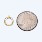 10pcs CZ Paved Ring Charm 11x13mm, 18K Plated Brass, Rhinestone Circle Charm