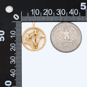 10pcs CZ Paved Flower Charms, 18K Plated, Disk Pendants